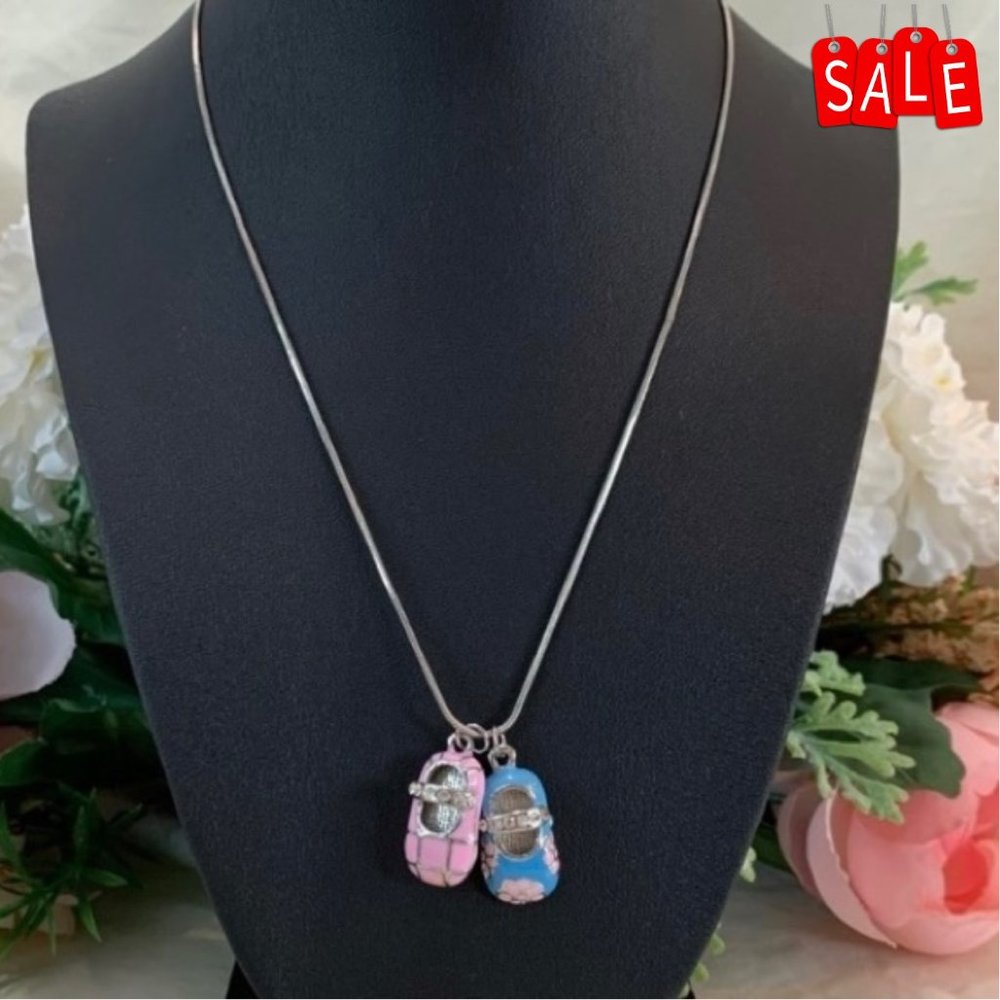 Baby shoe charm necklace